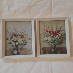 Pair of Framed Mini Vintage Floral Prints